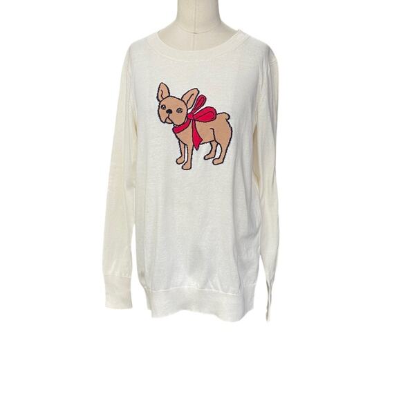Banana Republic Women’s Frenchie Wearing Bow Ivory Cream Sweater Size Medium - Picture 1 of 7